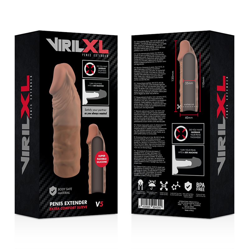 VIRILXL - EXTENSIÓN DE PENE LIQUID SILICONE V5 MARRÓN - Imagen 9