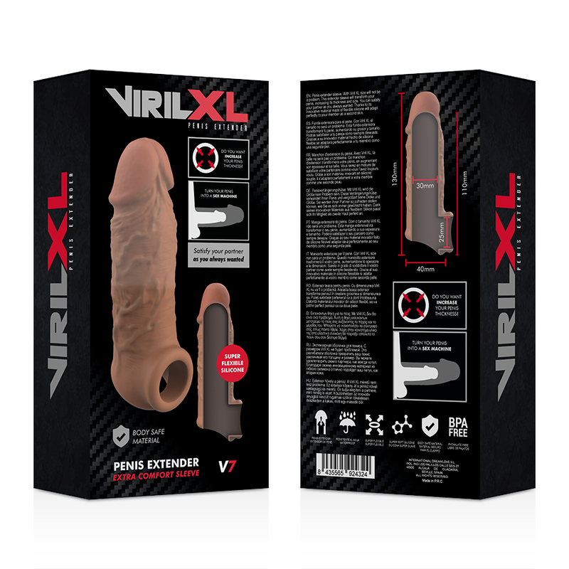 VIRILXL - EXTENSIÓN DE PENE LIQUID SILICONE V7 MARRÓN - Imagen 9