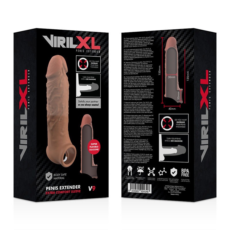 VIRILXL - EXTENSIÓN DE PENE LIQUID SILICONE V9 MARRÓN - Imagen 9