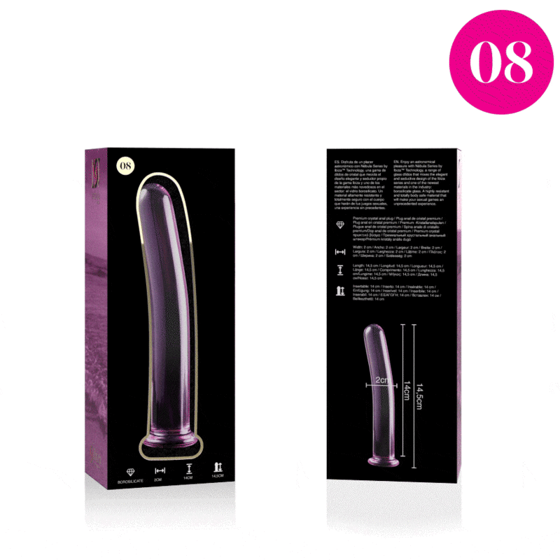 NEBULA SERIES BY IBIZA - MODELO 8 DILDO CRISTAL ROSA 14.5 CM -O- 2 CM - Imagen 4