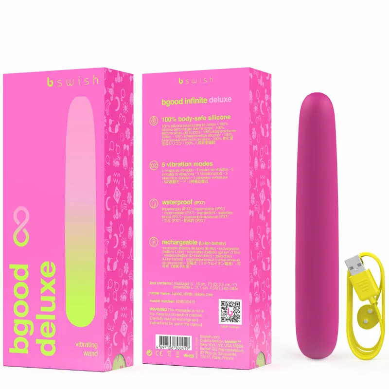 B SWISH - BGOOD INFINITE DELUXE VIBRADOR RECARGABLE SILICONA ROSA - Imagen 3