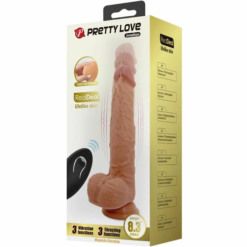 PRETTY LOVE - JONATHAN DILDO SILICONA 3 VIBRACIONES + 3 MEDIDAS INSERCIÓN CONTROL REMOTO 21 CM - Imagen 7