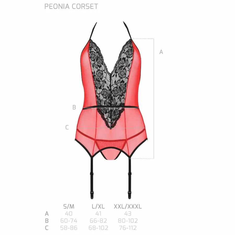 PASSION - PEONIA CORSET EROTIC LINE ROJO S/M - Imagen 6