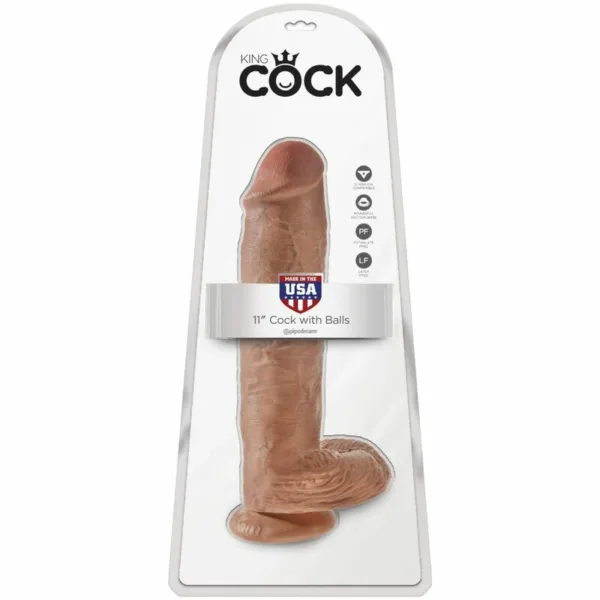 KING COCK - PENE REALÍSTICO CON TESTÍCULOS 22.6 CM CARAMELO - Imagen 6