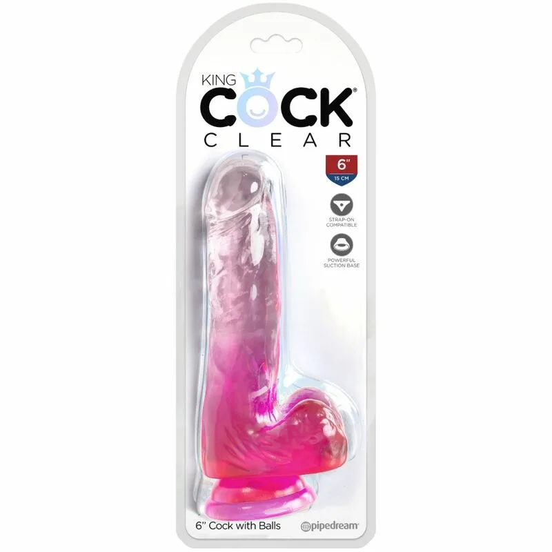 KING COCK - CLEAR PENE REALÍSTICO CON TESTÍCULOS 13.5 CM ROSA - Imagen 2