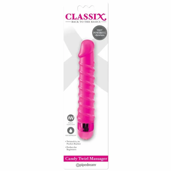 CLASSIX - MASAJEADOR VIBRADOR CANDY TWIRL 16.5 CM ROSA - Imagen 3