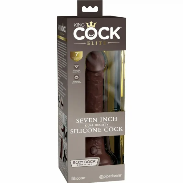 KING COCK - ELITE DILDO REALISTICO SILICONA 17.8 CM MARRON - Imagen 5