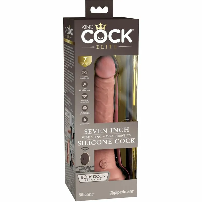 KING COCK - ÉLITE DILDO REALÍSTICO VIBRADOR & SILICONA CONTROL REMOTO 17.8 CM - Imagen 6