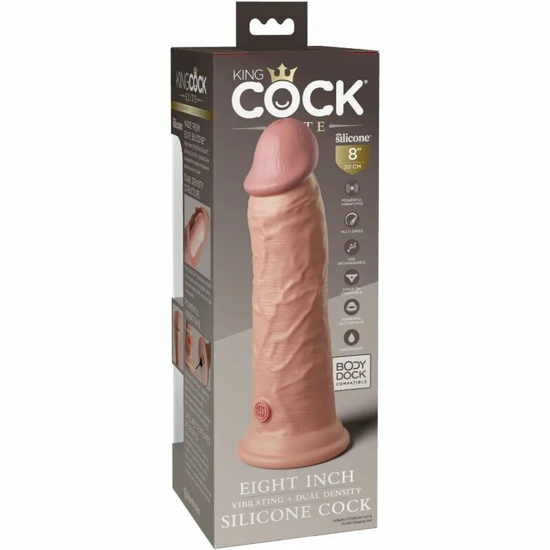 KING COCK - ÉLITE DILDO REALÍSTICO VIBRADOR & SILICONA 20.3 CM - Imagen 6