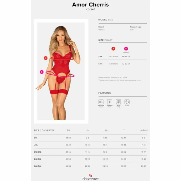 OBSESSIVE - AMOR CHERRIS CORSET & TANGA L/XL - Imagen 7