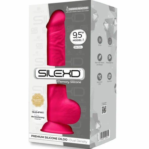 SILEXD - MODELO 1 PENE REALÍSTICO SILICONA PREMIUM SILEXPAN FUCSIA 24 CM - Imagen 3