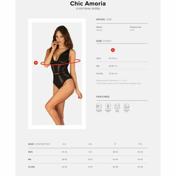 OBSESSIVE - CHIC AMORIA CROTCHLESS TEDDY XL/XXL - Imagen 7