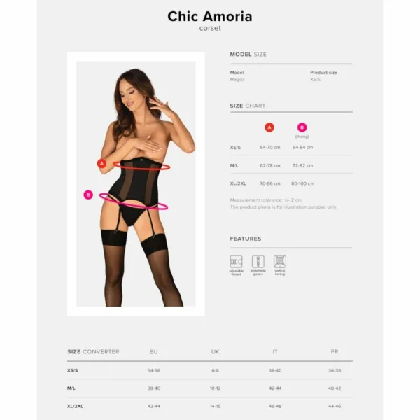 OBSESSIVE - CHIC AMORIA CORSET & TANGA XS/S - Imagen 7