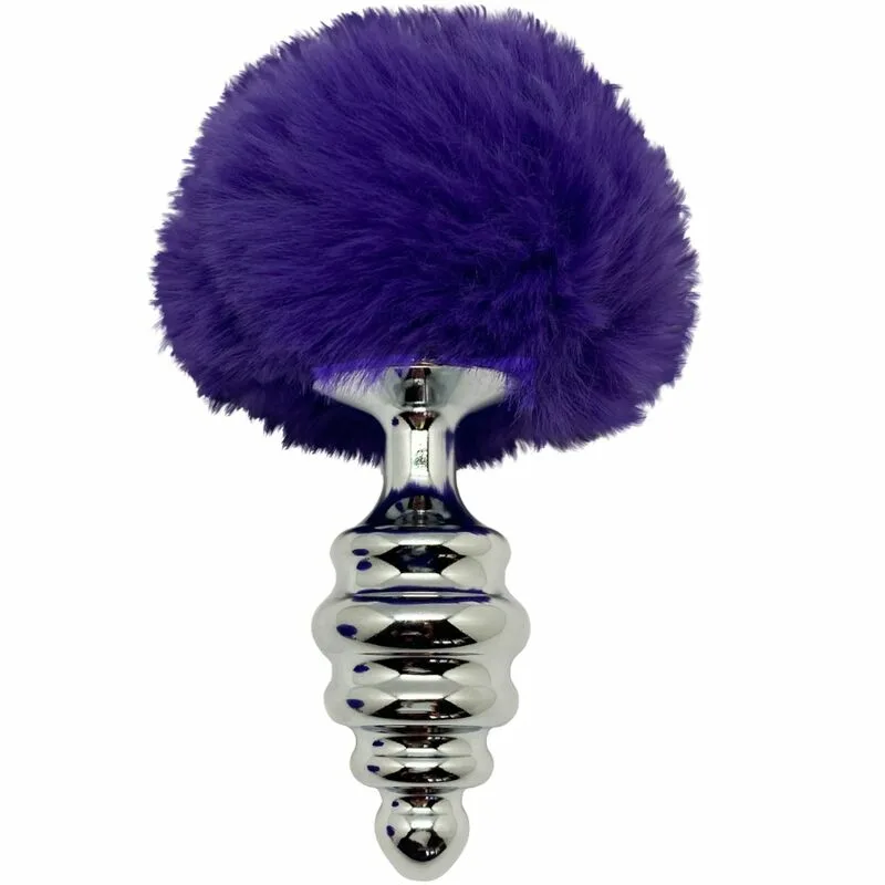 ALIVE - ANAL PLEASURE PLUG ESPIRAL METAL POMPON VIOLETA OSCURO TALLA L - Imagen 3