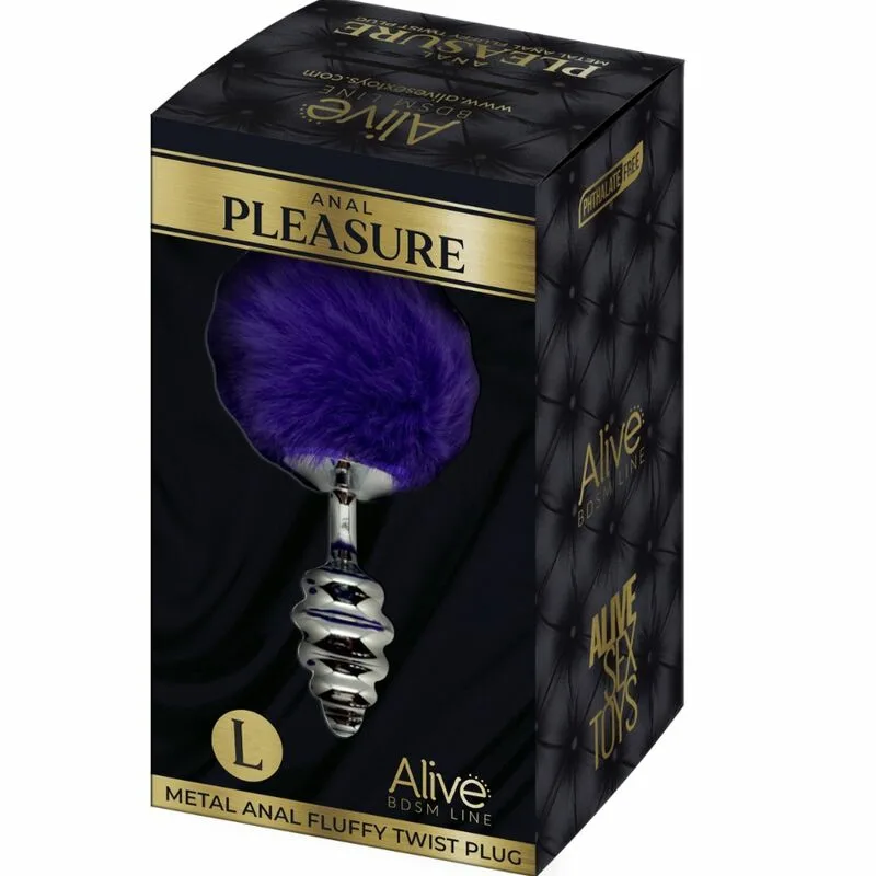 ALIVE - ANAL PLEASURE PLUG ESPIRAL METAL POMPON VIOLETA OSCURO TALLA L - Imagen 5