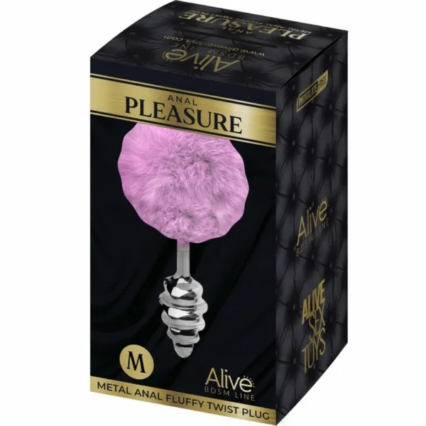 ALIVE - ANAL PLEASURE PLUG ESPIRAL METAL POMPON VIOLETA TALLA M - Imagen 4
