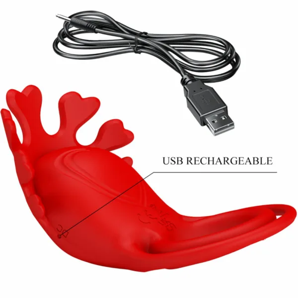 PRETTY LOVE - RUBEN ANILLO VIBRADOR 7 VIBRACIONES SILICONA ROJO - Imagen 8