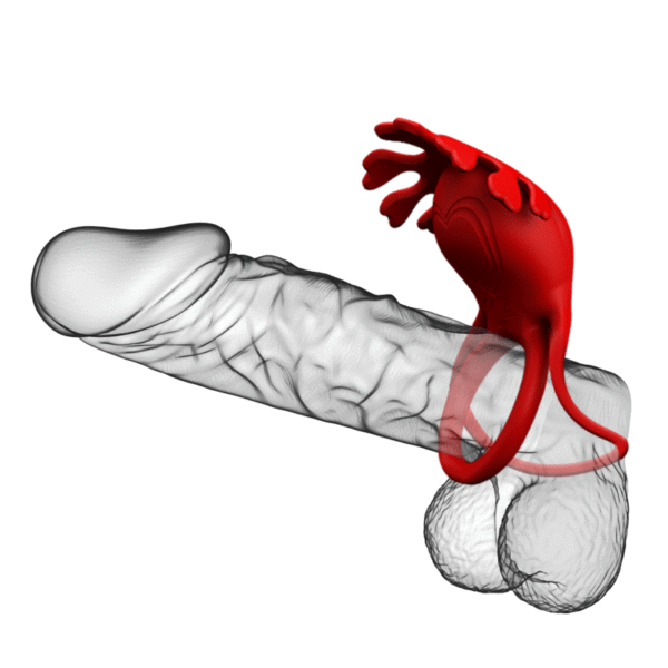 PRETTY LOVE - RUBEN ANILLO VIBRADOR 7 VIBRACIONES SILICONA ROJO - Imagen 10