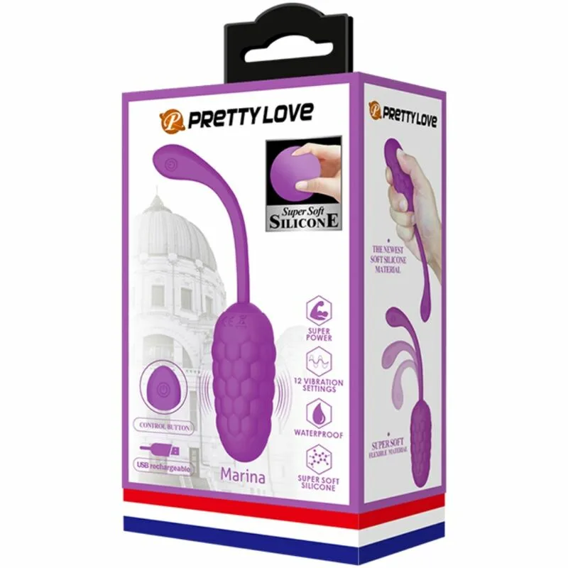 PRETTY LOVE - HUEVO VIBRADOR CON TEXTURA MARINA RECARGABLE MORADO - Imagen 9