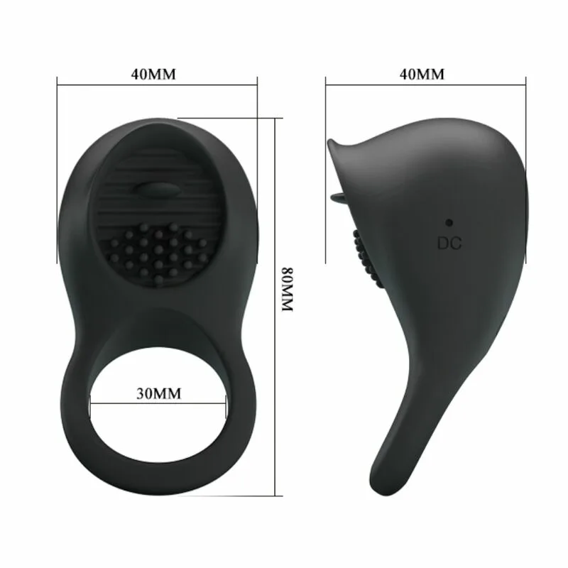 PRETTY LOVE - ANILLO VIBRADOR PARA PENE CON LENGUA NEGRO - Imagen 6