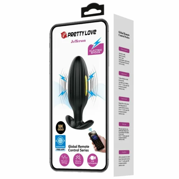 PRETTY LOVE - JEFFERSON PLUG ANAL CONTROLADO POR APP NEGRO - Imagen 15