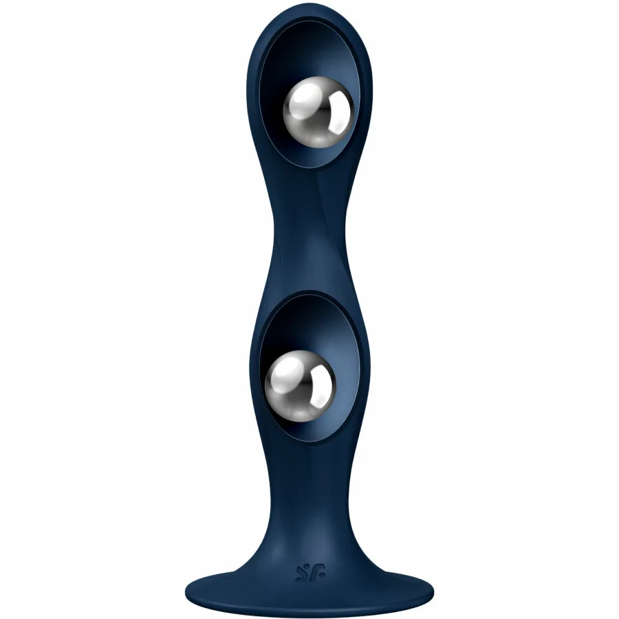 SATISFYER - DOUBLE BALL-R DILDO SILICONA AZUL - Imagen 2