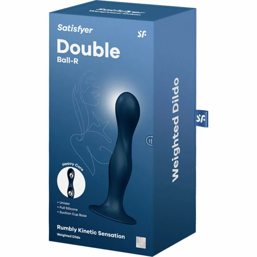SATISFYER - DOUBLE BALL-R DILDO SILICONA AZUL - Imagen 4