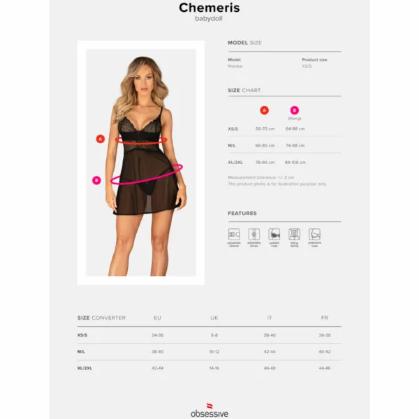 OBSESSIVE - CHEMERIS SET BADYDOLL & TANGA XL/XXL - Imagen 7