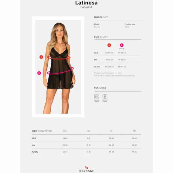 OBSESSIVE - LATINESA BABYDOLL & TANGA XS/S - Imagen 7