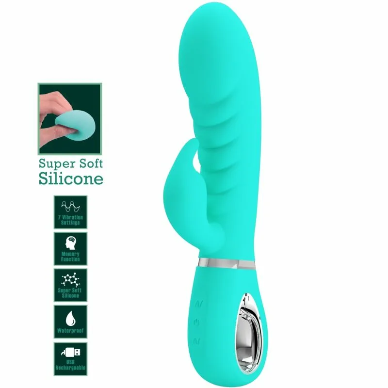 PRETTY LOVE - PRESCOTT VIBRADOR PUNTO G MULTIFUNCIÓN VERDE AGUA - Imagen 7