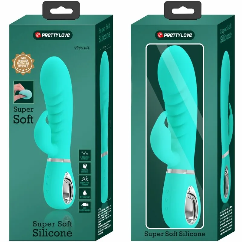 PRETTY LOVE - PRESCOTT VIBRADOR PUNTO G MULTIFUNCIÓN VERDE AGUA - Imagen 9