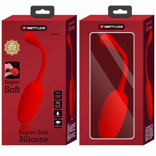PRETTY LOVE - KNUCKER HUEVO VIBRADOR RECARGABLE ROJO - Imagen 9