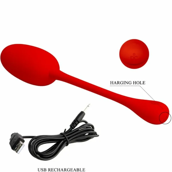 PRETTY LOVE - KNUCKER HUEVO VIBRADOR RECARGABLE ROJO - Imagen 8