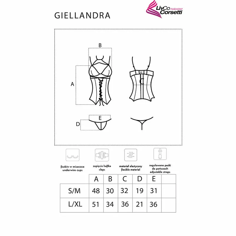 LIVCO CORSETTI FASHION - GIELLANDRA FOR THE SENSES COLLECTION CORSET + PANTY NEGRO L/XL - Imagen 5