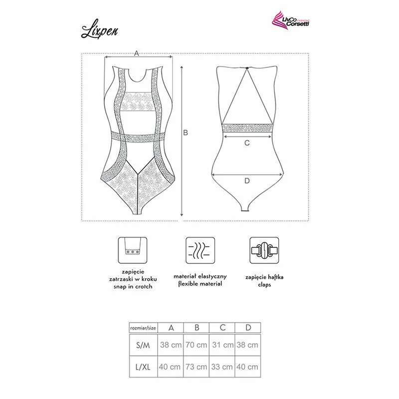 LIVCO CORSETTI FASHION - LIXPEN LC 90612 BODY NEGRO S/M - Imagen 6