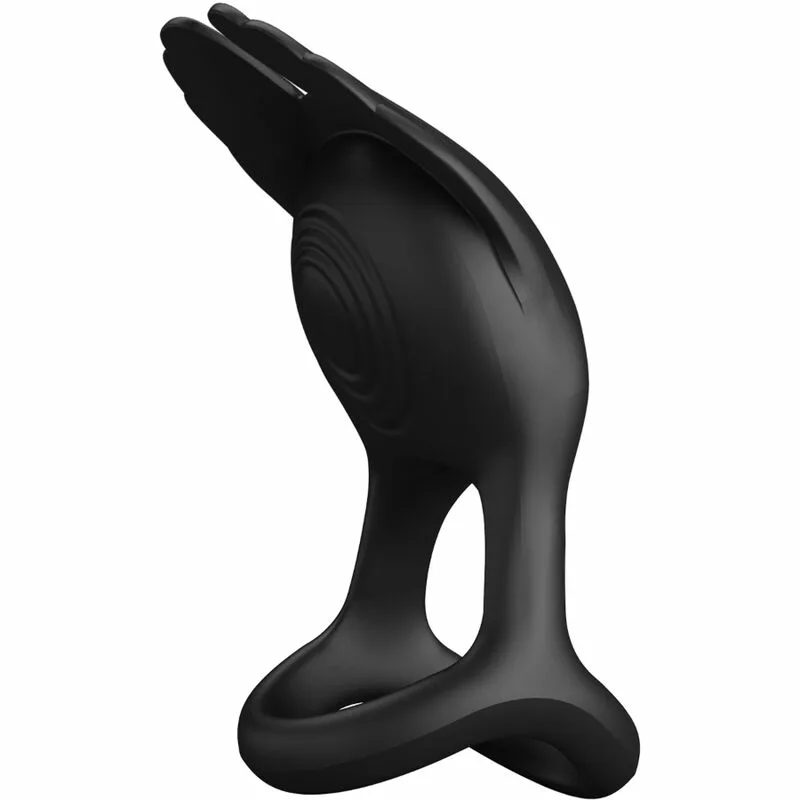 PRETTY LOVE - SILAS ANILLO VIBRADOR 7 VIBRACIONES SILICONA NEGRO - Imagen 2