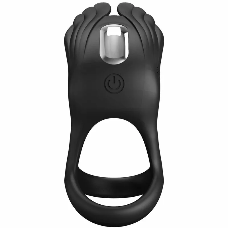 PRETTY LOVE - SILAS ANILLO VIBRADOR 7 VIBRACIONES SILICONA NEGRO - Imagen 4