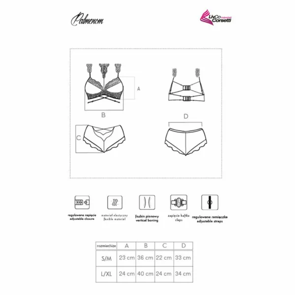 LIVCO CORSETTI FASHION - PALMENOM LC 90614 SUJETADOR + PANTY NEGRO L/XL - Imagen 5