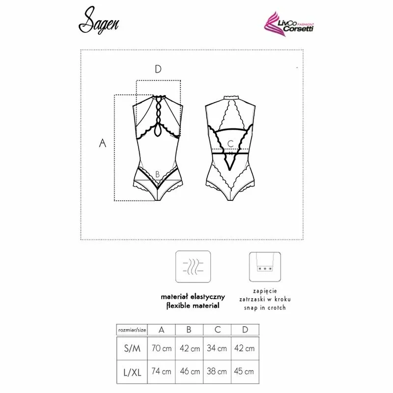 LIVCO CORSETTI FASHION - SAGEN LC 90694 BODY NEGRO S/M - Imagen 7