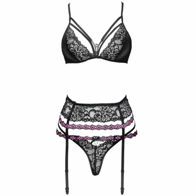 LIVCO CORSETTI FASHION - SNEHANA LC 90443 SUJETADOR + LIGUERO + PANTY NEGRO S/M - Imagen 3