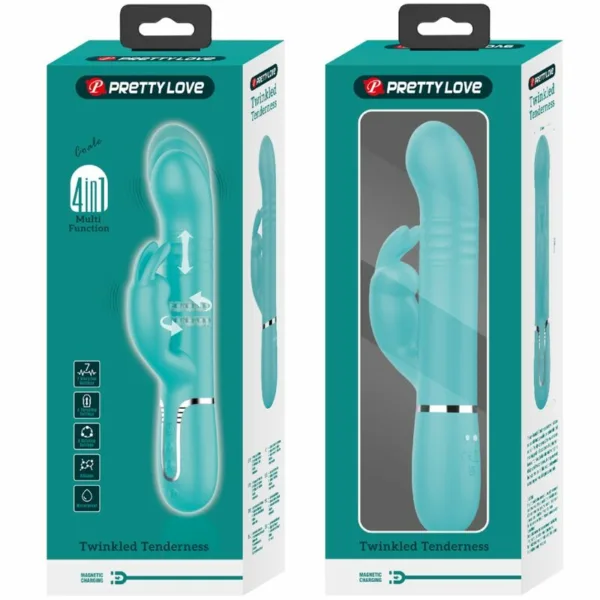 PRETTY LOVE - VIBRADOR COALE RABBIT PERLAS VERDE AGUA - Imagen 10