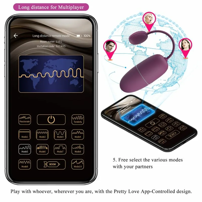 PRETTY LOVE - NYMPH HUEVO VIBRADOR CONTROLADO POR APP LILA - Imagen 15