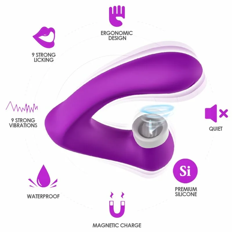 ARMONY - SECRETKISS ESTIMULADOR CON LENGUA CLITORIS & VIBRADOR CURVO VIOLETA - Imagen 2