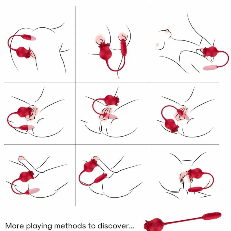 ARMONY - ROSELIP ESTIMULADOR CLITORIS CON LENGUA 10 MODOS & VIBRADOR ROJO - Imagen 5