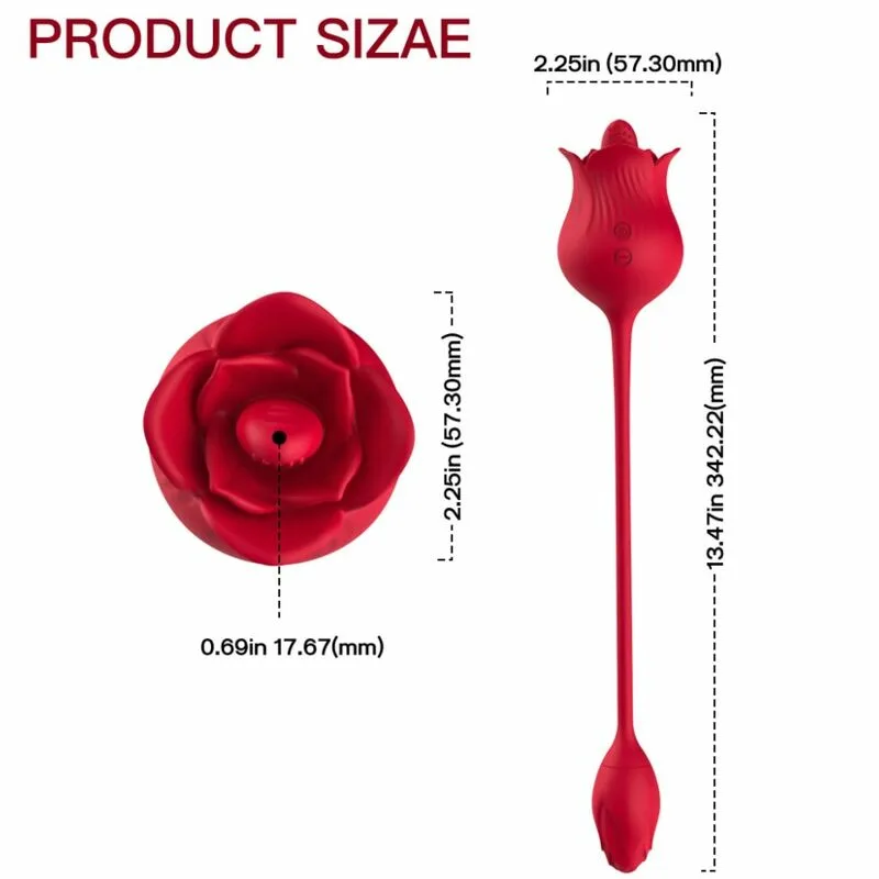 ARMONY - ROSA VIBRADOR ESTIMULADOR CLÍTORIS CON COLA 10 MODOS ROJO - Imagen 4