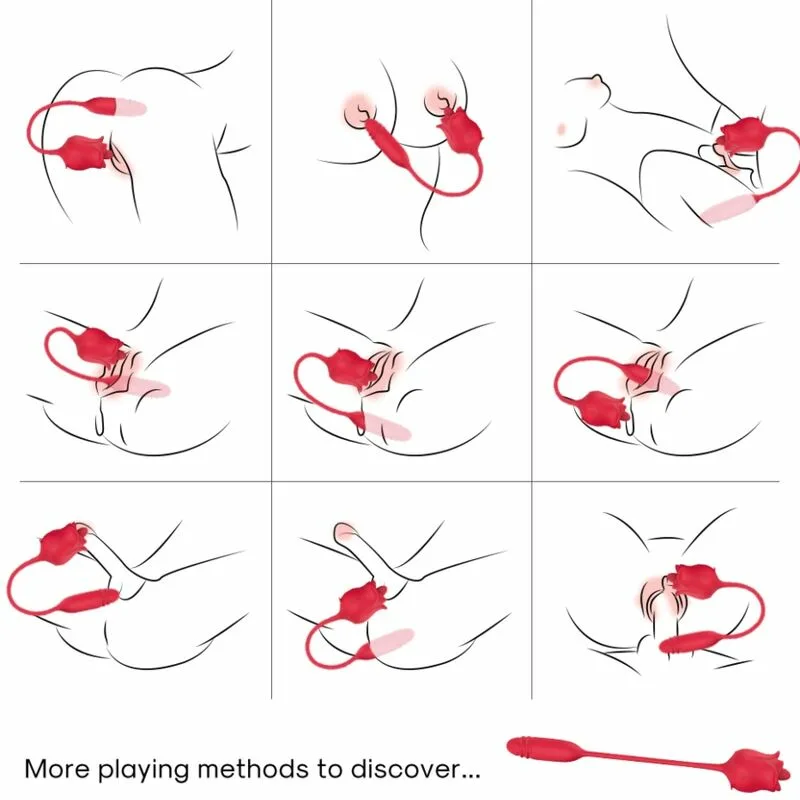 ARMONY - ROSA 3 EN 1, ESTIMULADOR, SUCCIONADOR Y UP&DOWN CON COLA ROJO - Imagen 2