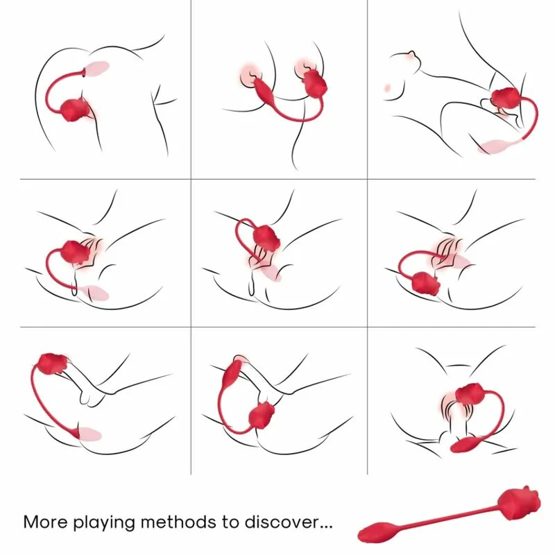 ARMONY - ROSA 2 EN 1 ESTIMULADOR SUCCIONADOR & VIBRADOR 10 MODOS CON COLA ROJO - Imagen 2