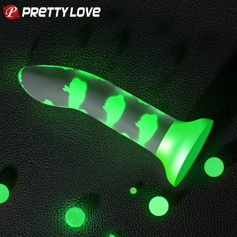 PRETTY LOVE - MAGICAL NIGHTFALL DILDO SIN VIBRACIÓN LUMINOSO VERDE - Imagen 3