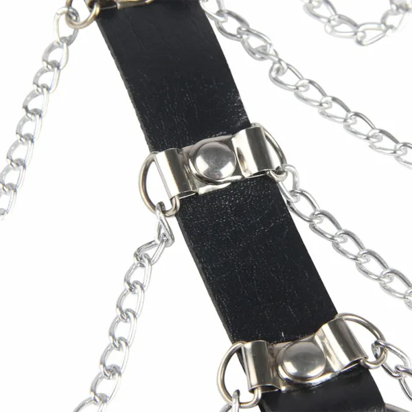 SUBBLIME - ARNÉS DE PECHO CADENAS CUERO NEGRO TALLA ÚNICA - Imagen 6