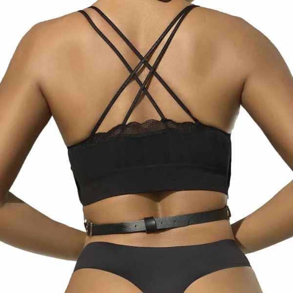 SUBBLIME - ARNÉS DE PECHO CADENAS CUERO NEGRO TALLA ÚNICA - Imagen 3